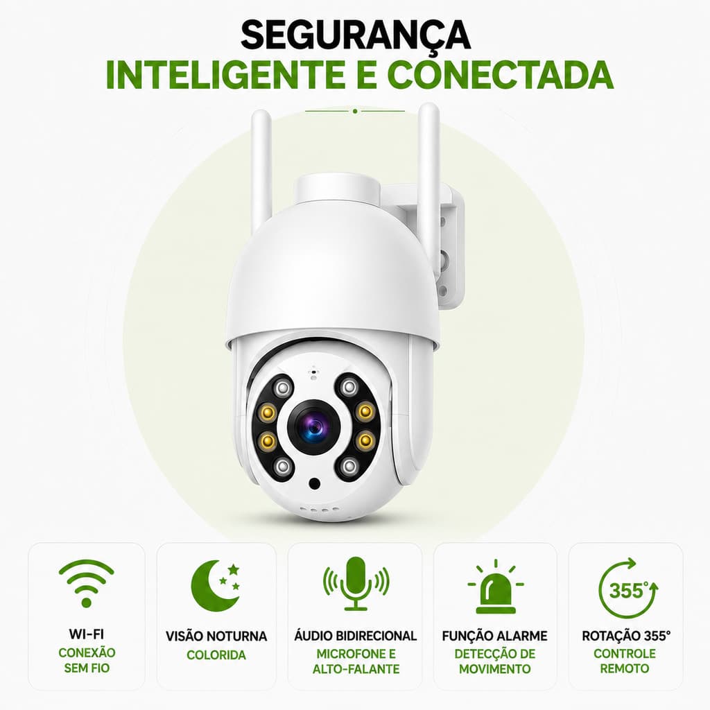 Câmera Mini Speed Wi-Fi Yoosee Full HD 1080p Visão 360° com Acesso pelo Celular