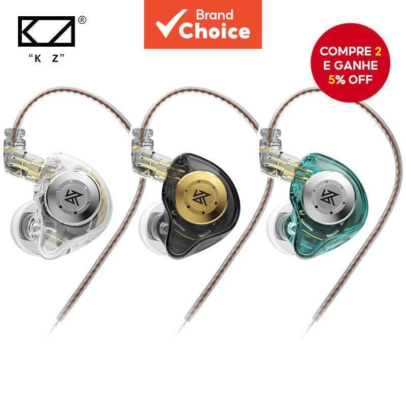 Fones de Ouvido KZ EDX Pro com Fio, Intra-Auriculares, Cancelamento de Ruído, Hi-Fi Estéreo, Longa Duração da Bateria,