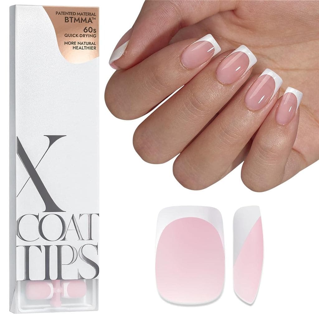 BTArtboxnails XCOATTIPS Unhas Francesinhas - Unhas Postiças Curtas, 160 Peças de Pontas de Unha de Gel Macio Quadradas R