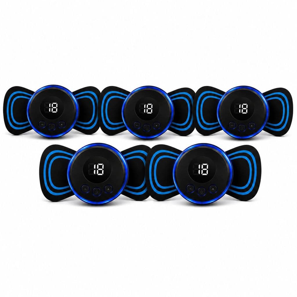 kit 5 Mini Massageador Elétrico  Profissional Recarregável USB 8 Modos 19 Intensidades Alívio da Dor Muscular Relaxante