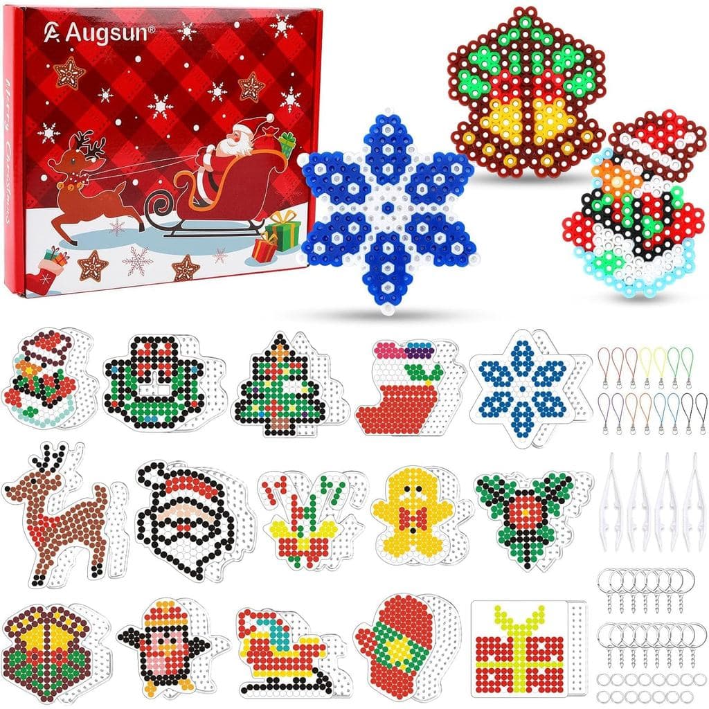 Placas de Contas Fusíveis AUGSUN, Kit de Placas de Contas Fusíveis de Natal de 5 mm, Incluindo 15 Placas de Plástico, 15