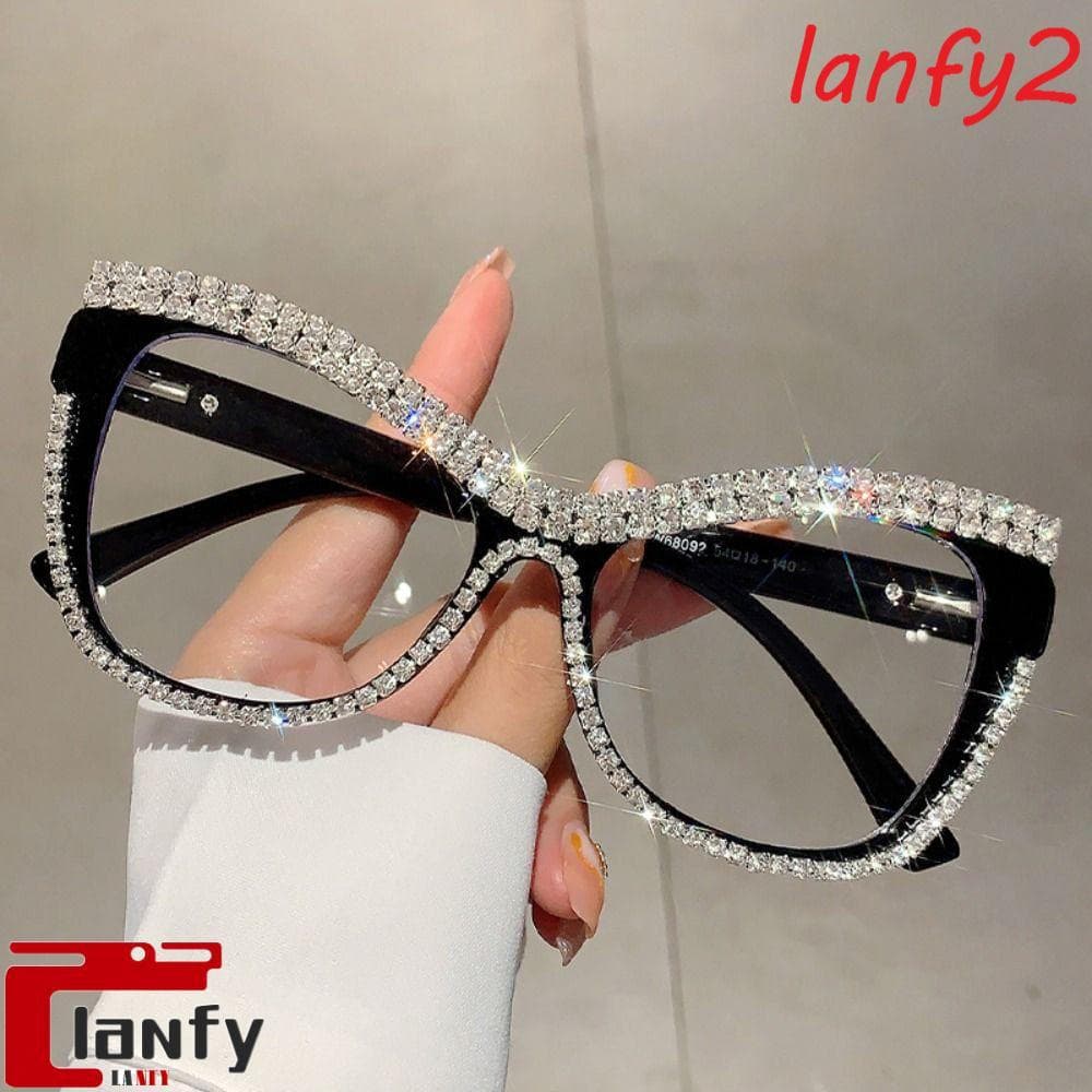 LANFY Óculos De Luz Anti-Azul , Strass Fashion INS Femininos Leves E Elegantes De Luxo