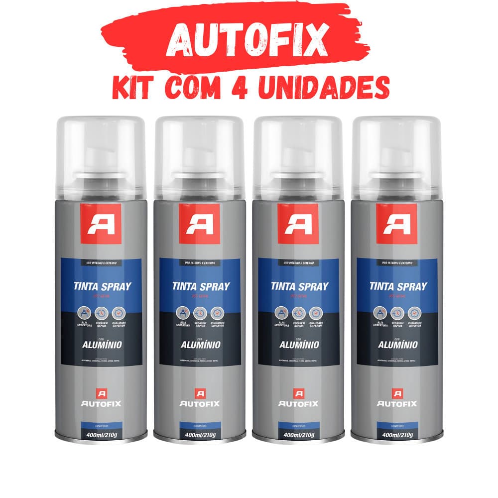 Kit 4 Tinta Spray Uso Geral 400ml - Aluminio