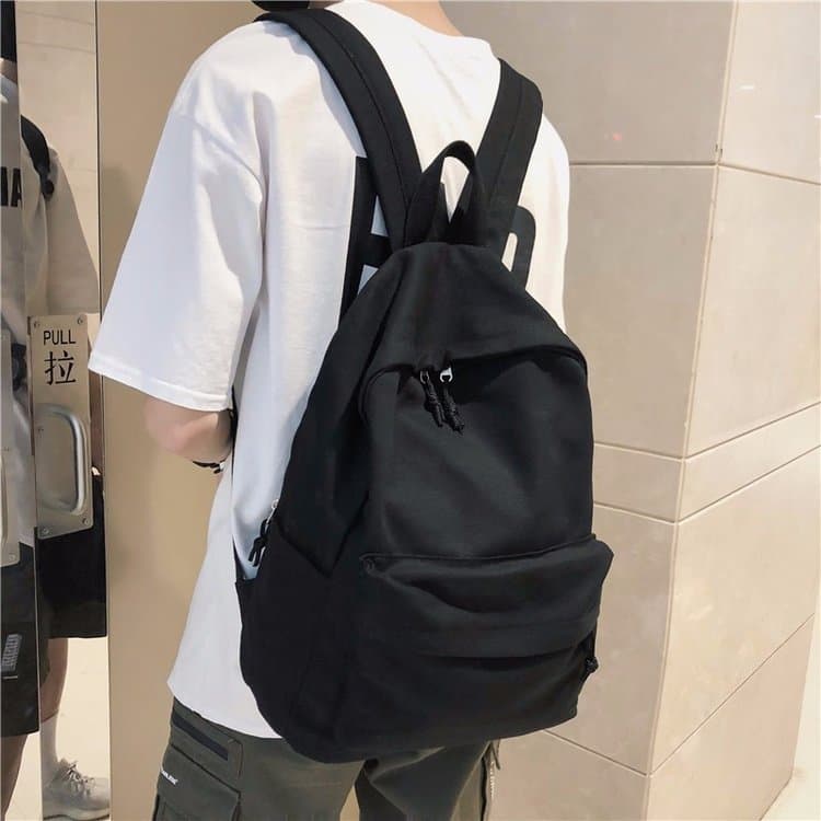 Mochila masculina ins na moda júnior estudantes universitários cor sólida mochila de lona japonês simples Casual All-Ma