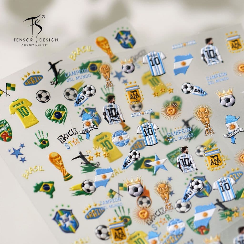 Adesivo de Manicure com tema da Copa do Mundo TENSOR DP427 em relevo desenho animado copa do mundo estilo esportivo ades
