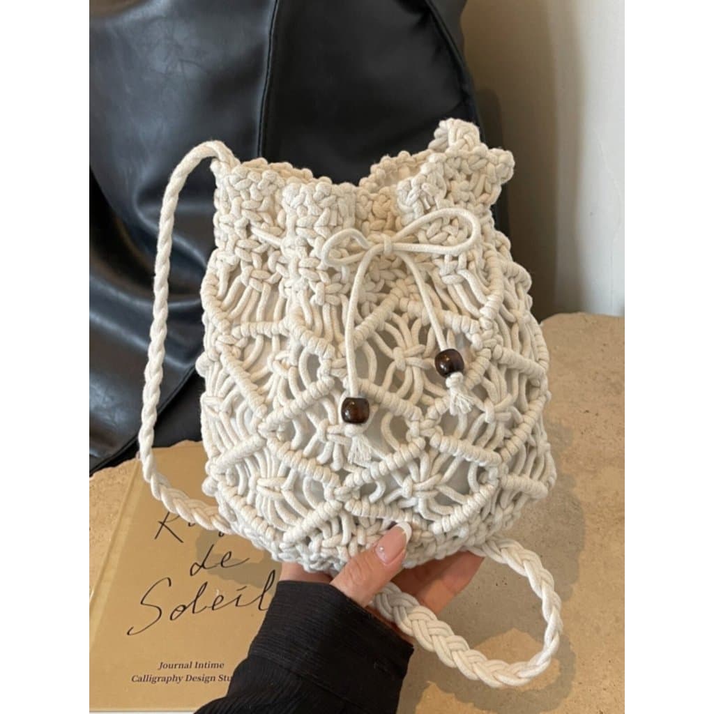 bolsa feminina Bolsa Verão fio de algodão tecido pequeno saco feminino 2025 novo estilo palha Crossbody saco do telefone
