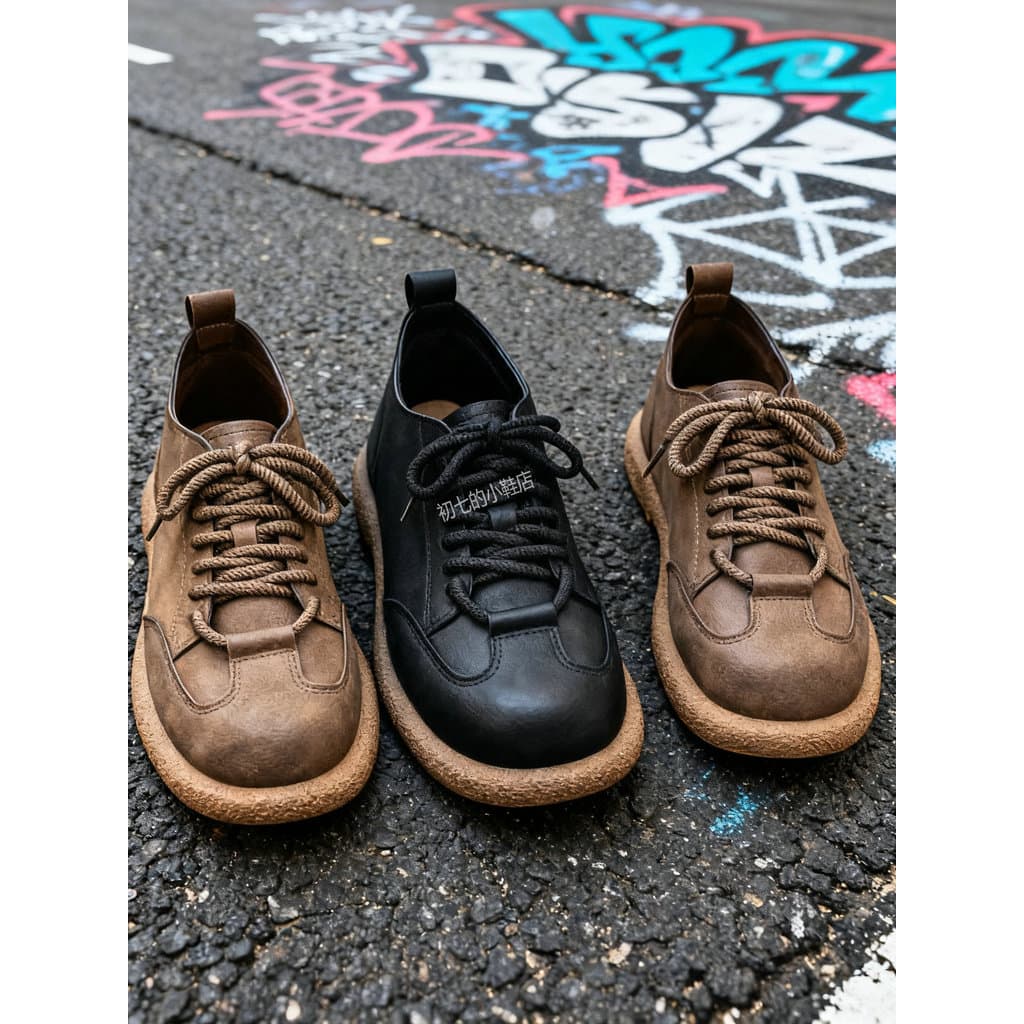 Tênis sapatos masculinos Retro couro estilo Hong Kong americano Forrest Gump sapatos de couro japonês leve 2026 novo est