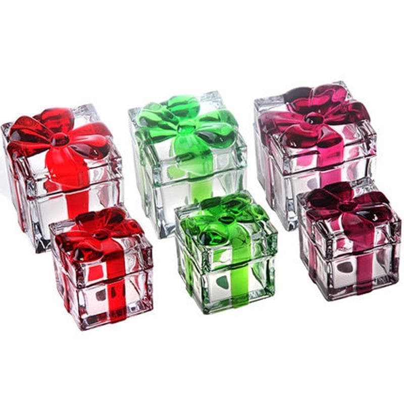 Estilo europeu bonito Bowknot cristal de vidro açucareiro jarra de frutas secas caixa de jóias tamanho grande frasco de