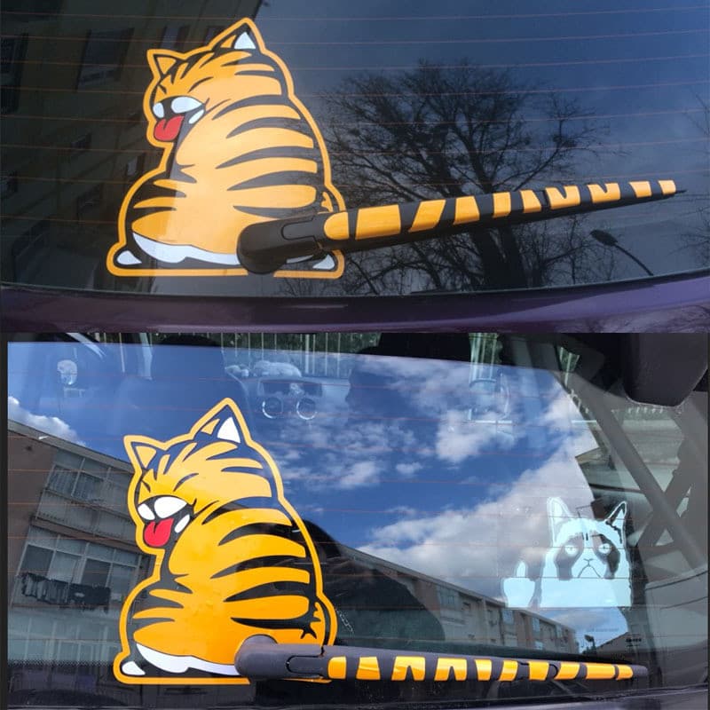 Adesivo de limpador de janela traseira, adesivo de desenho animado de carro, adesivo de corpo engraçado, decoração de li