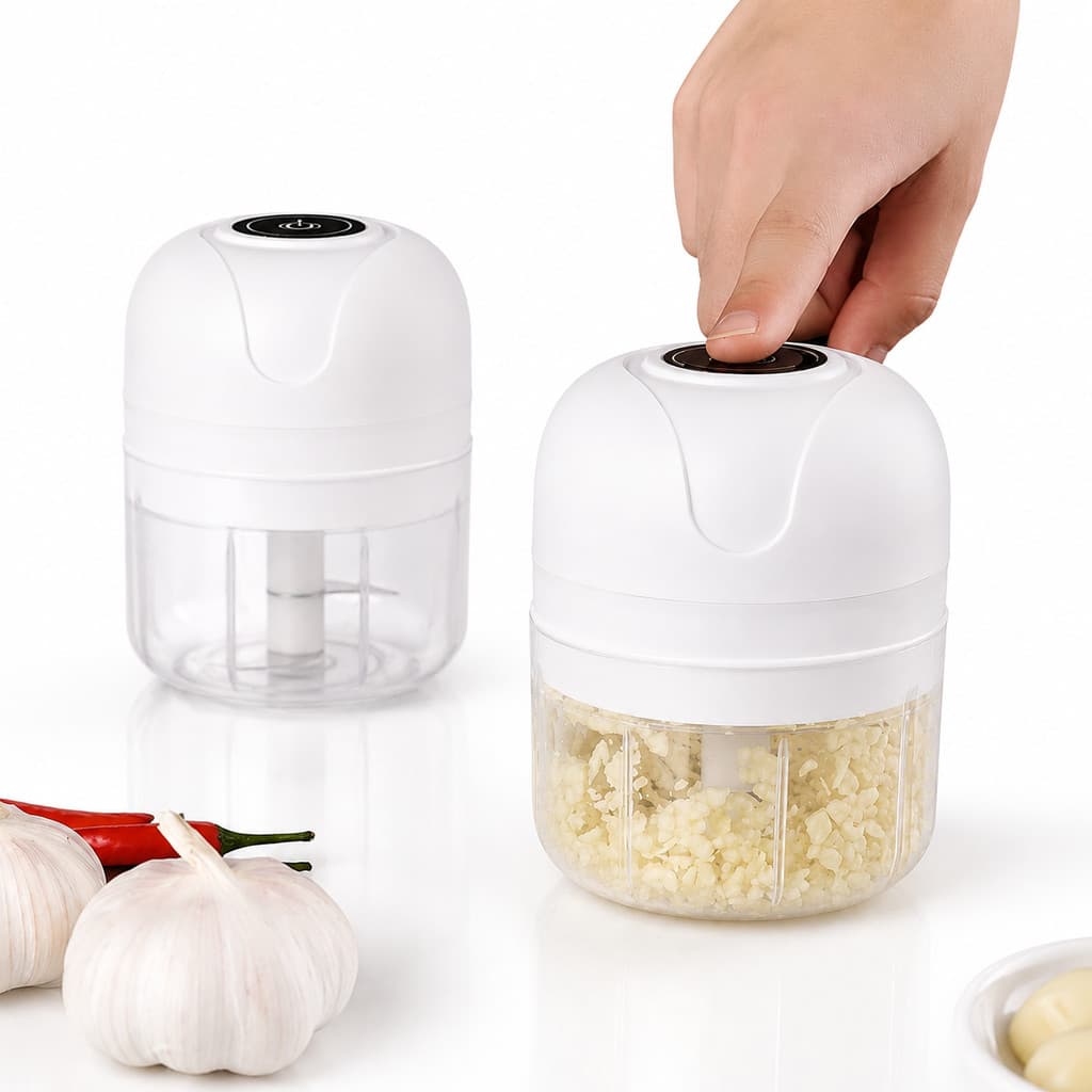 Mini Processador Triturador Sem Fio Elétrico De Alimentos Para Legumes Alho Gengibre 250ML BRANCO