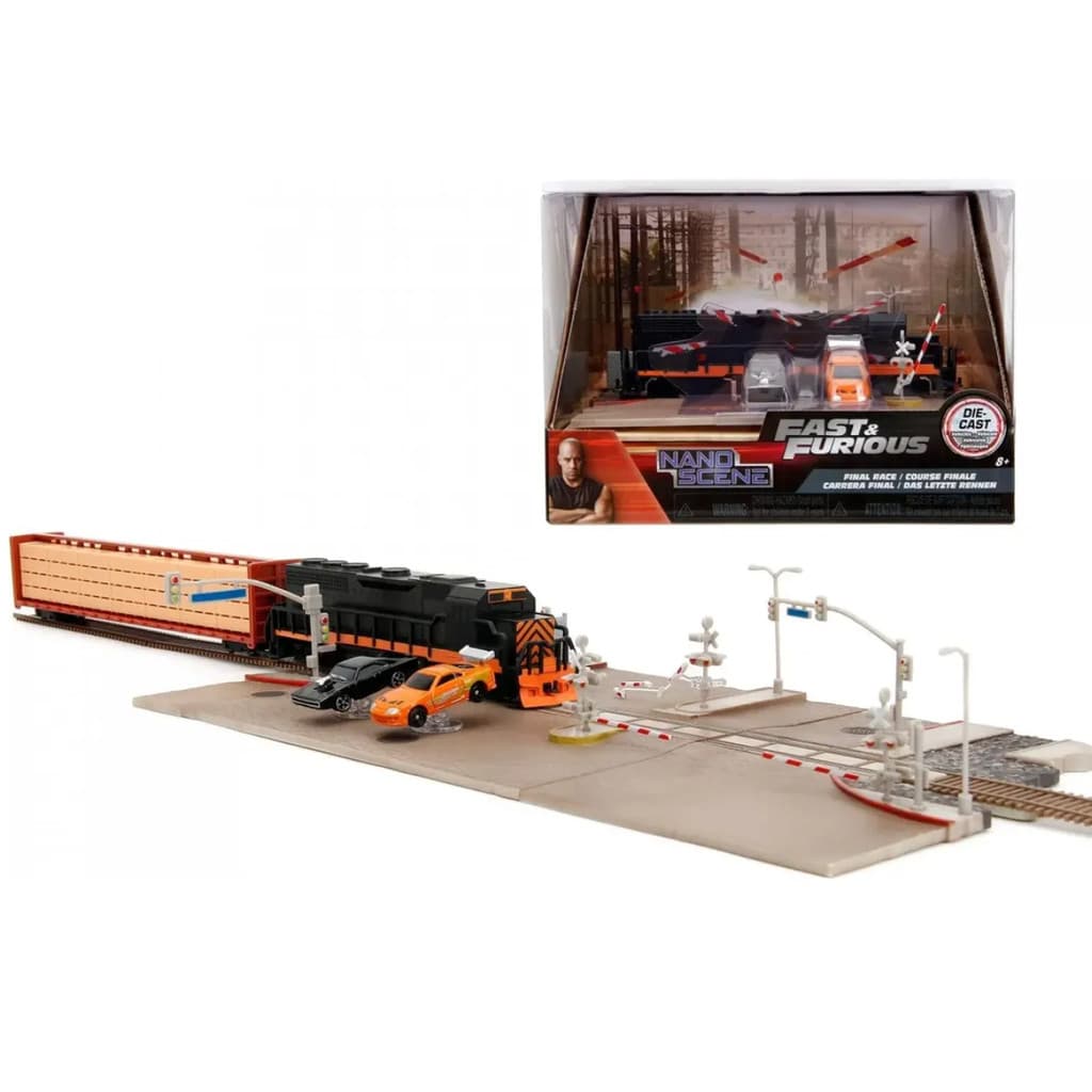 Cenário Set Nano Diorama Velozes e Furiosos Train Scene Final Race Mini Figuras Metal Cena do Trem