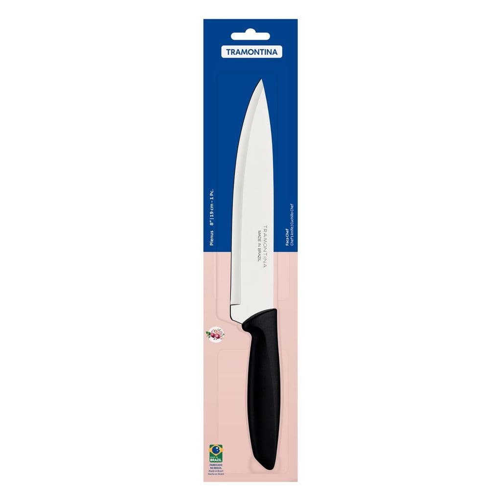 Faca Chef Tramontina Plenus 8 Polegadas Inox Original Preto