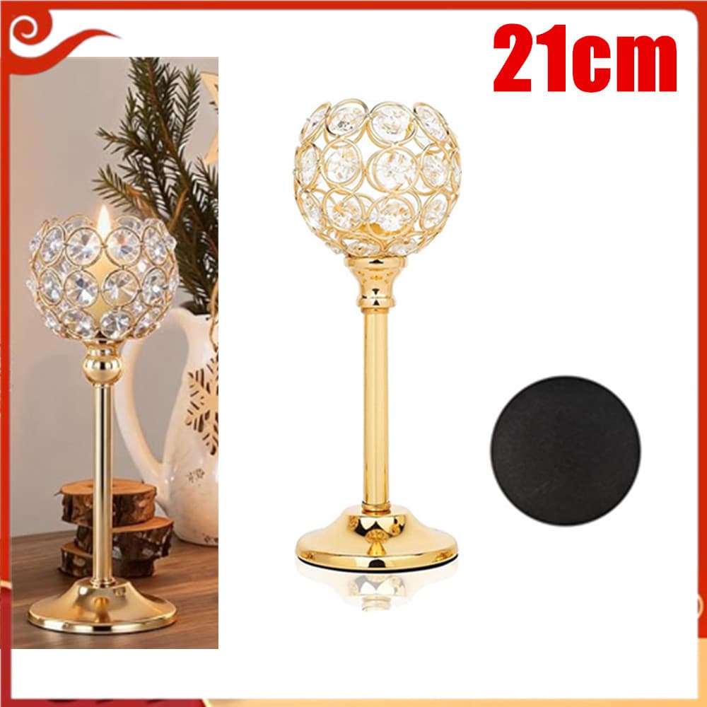 Castiçal de Metal para decoração de cristal, 21cm, 1-4 peças, castiçal para luz de chá, centro de mesa de decoração, lar