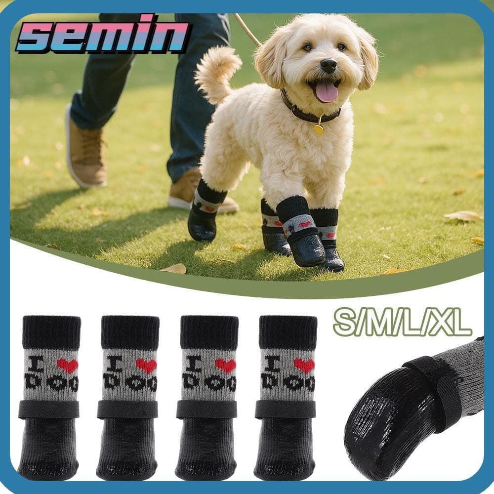 Sapatos Para Cães SEMIN , Botas Quentes Impermeáveis Cachorros , Protetores Antiderrapantes Com Sola Macia Ajustável Ani