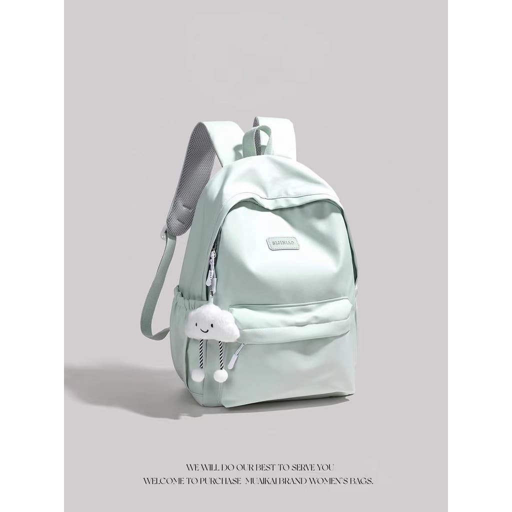 Mori estilo simples mochila feminina de grande capacidade diária All-Match estilo viajante mochila bonito pingente estud