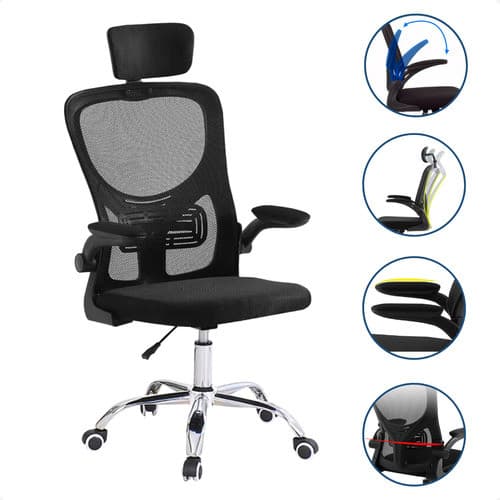 Cadeira Escritório Presidente Ergonômica Reforçada 150kg Tela Mesh Respirável Apoio Lombar Cabeça Resistente Home Office