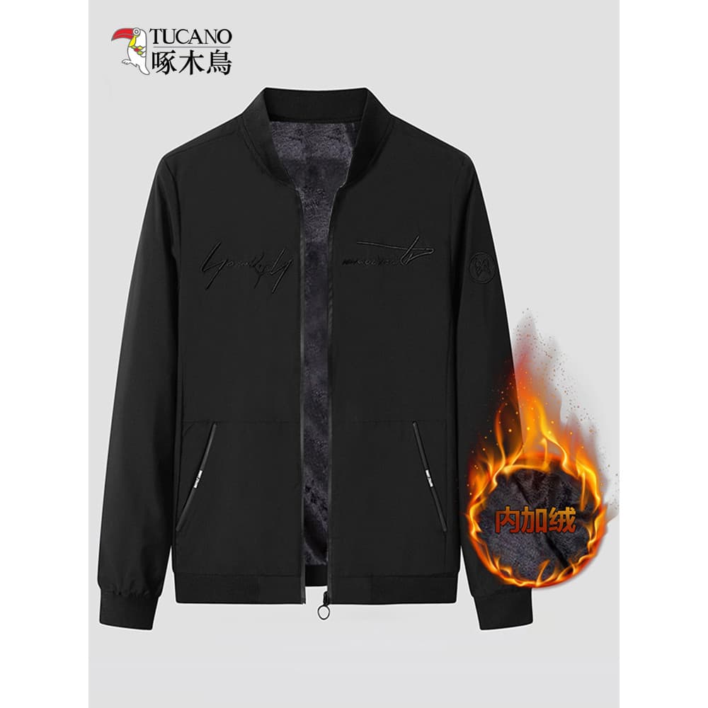 Woodpecker inverno forro de lã jaqueta masculina versão coreana na moda uniforme de beisebol primavera outono bordado Ca