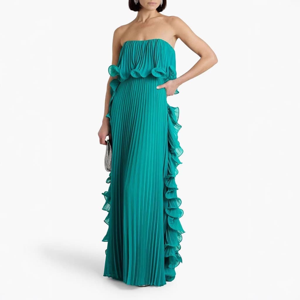 Roupas femininas transfronteiriças 2026 verão novo estilo ins estilo plissado peito envolto vestido grande balanço