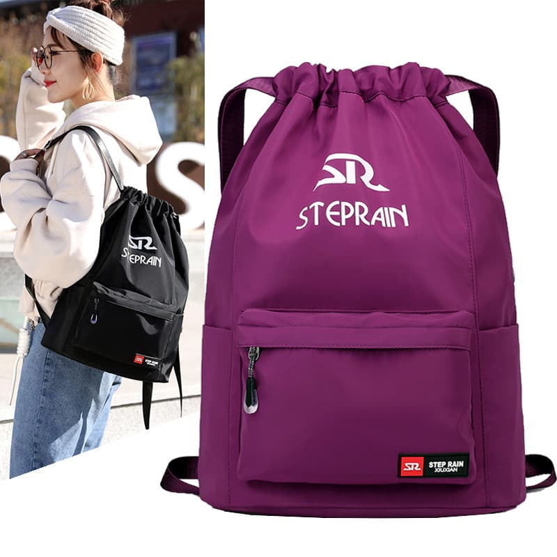 Cordão cordão bolso mochila náilon Oxford pano feminino saco de escola feminino simples All-Match viagem