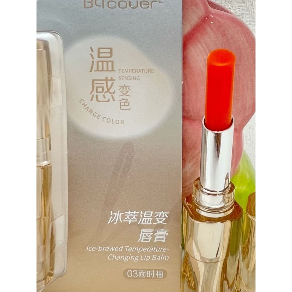 Peixi capa extrato de gelo mudança de temperatura batom bálsamo labial dois em um exclusivo cor labial hidratante suave