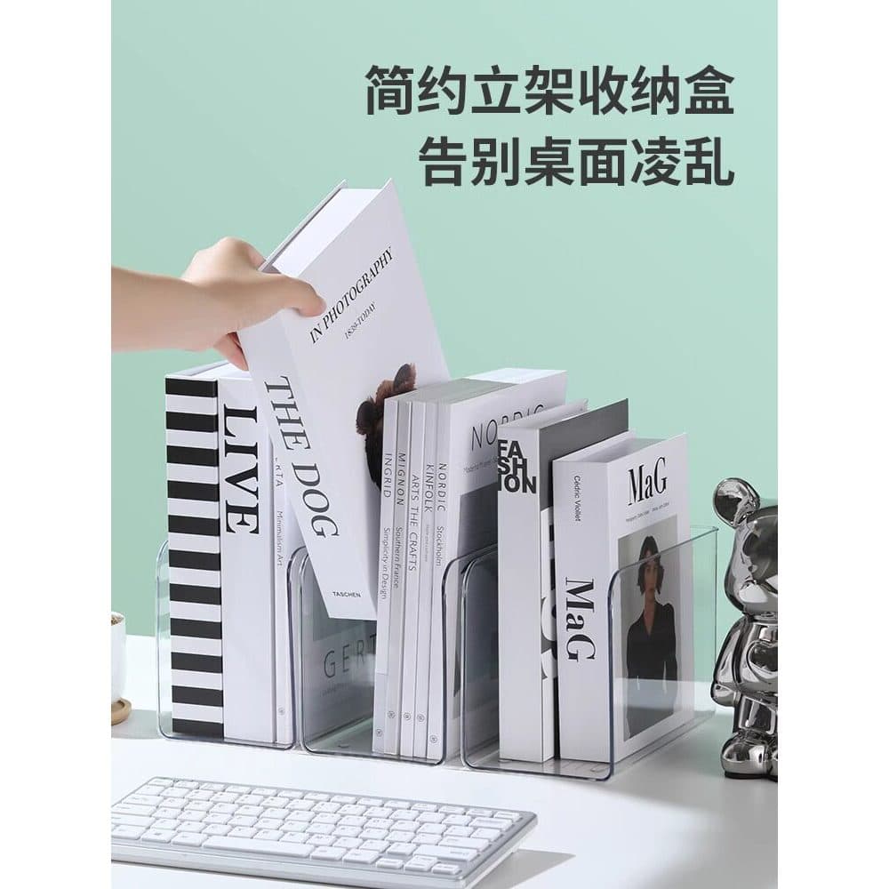 Estante de livros prateleira acrílico Desktop transparente estante prateleira partição arquivo escritório livro caixa ar