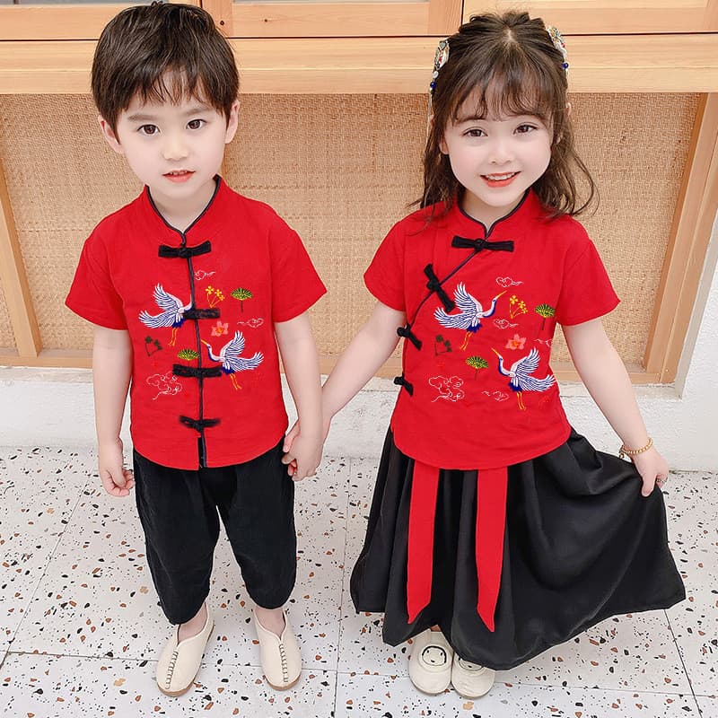 Crianças Hanfu meninos trajes chineses república da China Tang trajes chineses femininos