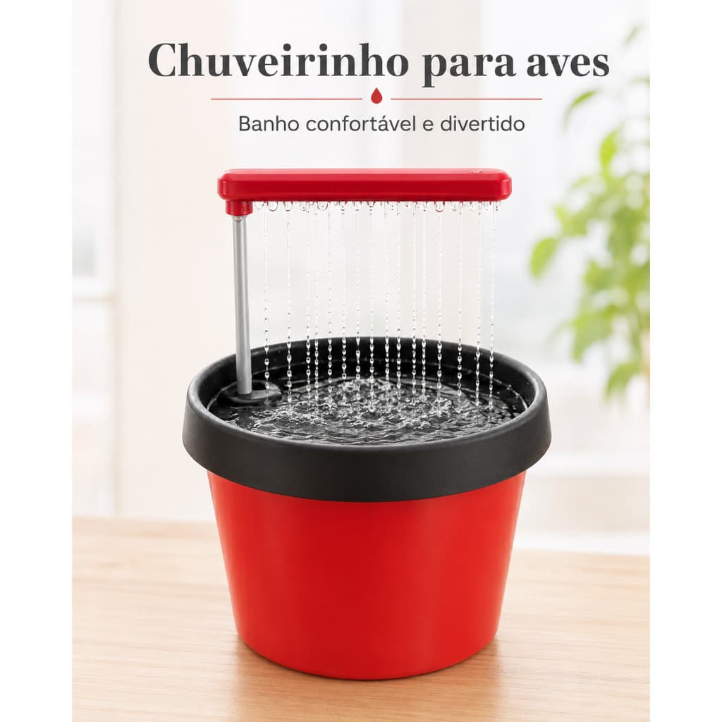 Fonte Banheira Para Aves Calopsita Periquito Com Chuveirinho