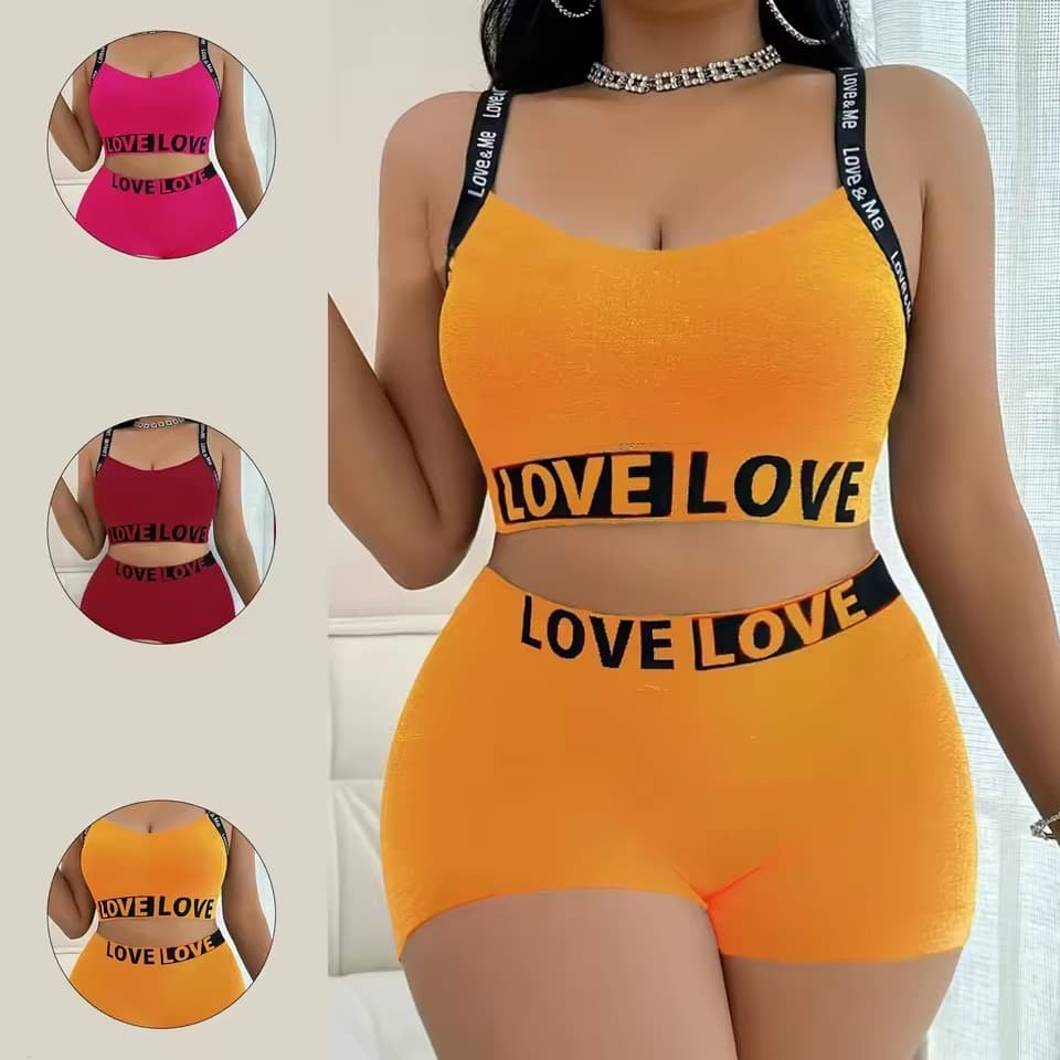 Conjunto de roupa íntima esportiva feminina com letras lindas camisola traseira conjunto de sutiã feminino tamanho grand
