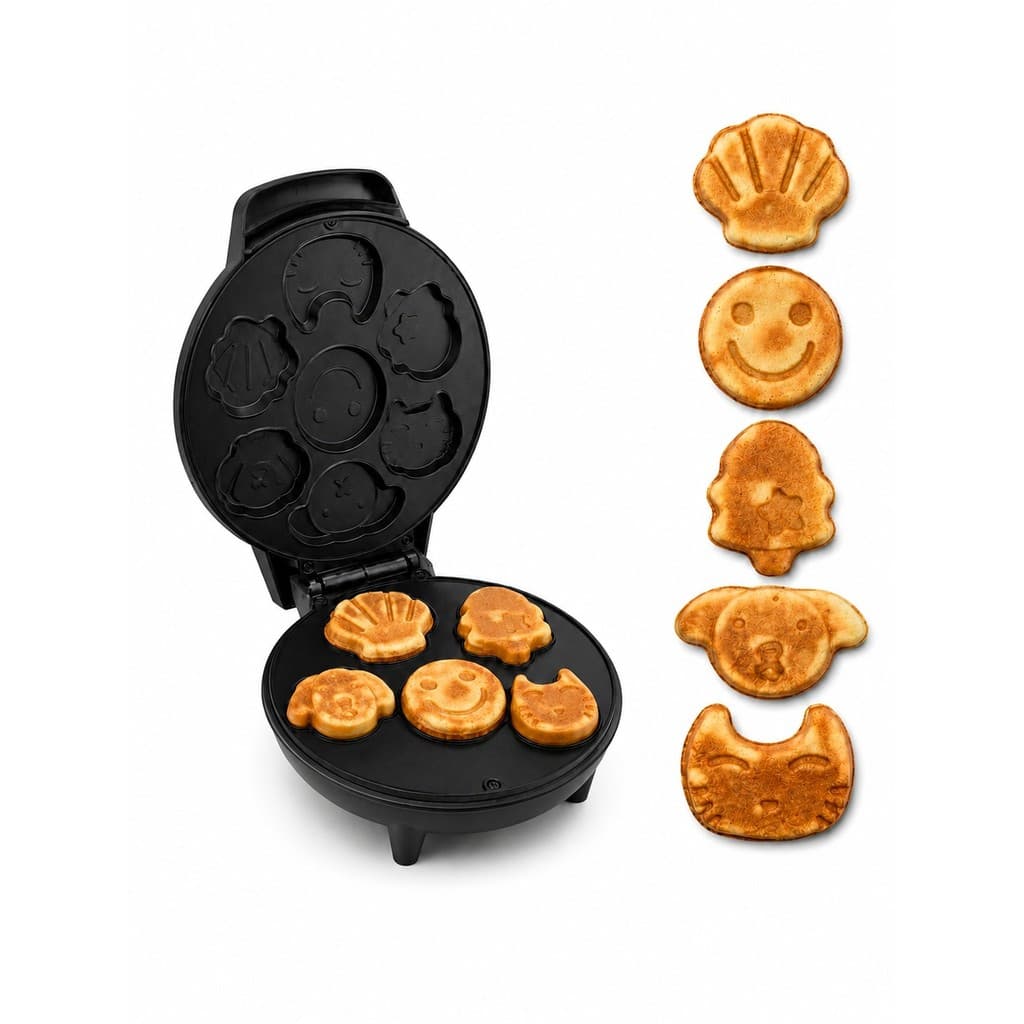Máquina de Donuts e Mini Waffles Elétrica Antiaderente 7 Formatos Bichinhos