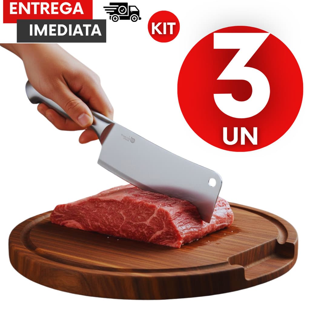 Combo Faca Cutelo Inox para Açougue Profissional Utensílios de Cozinha