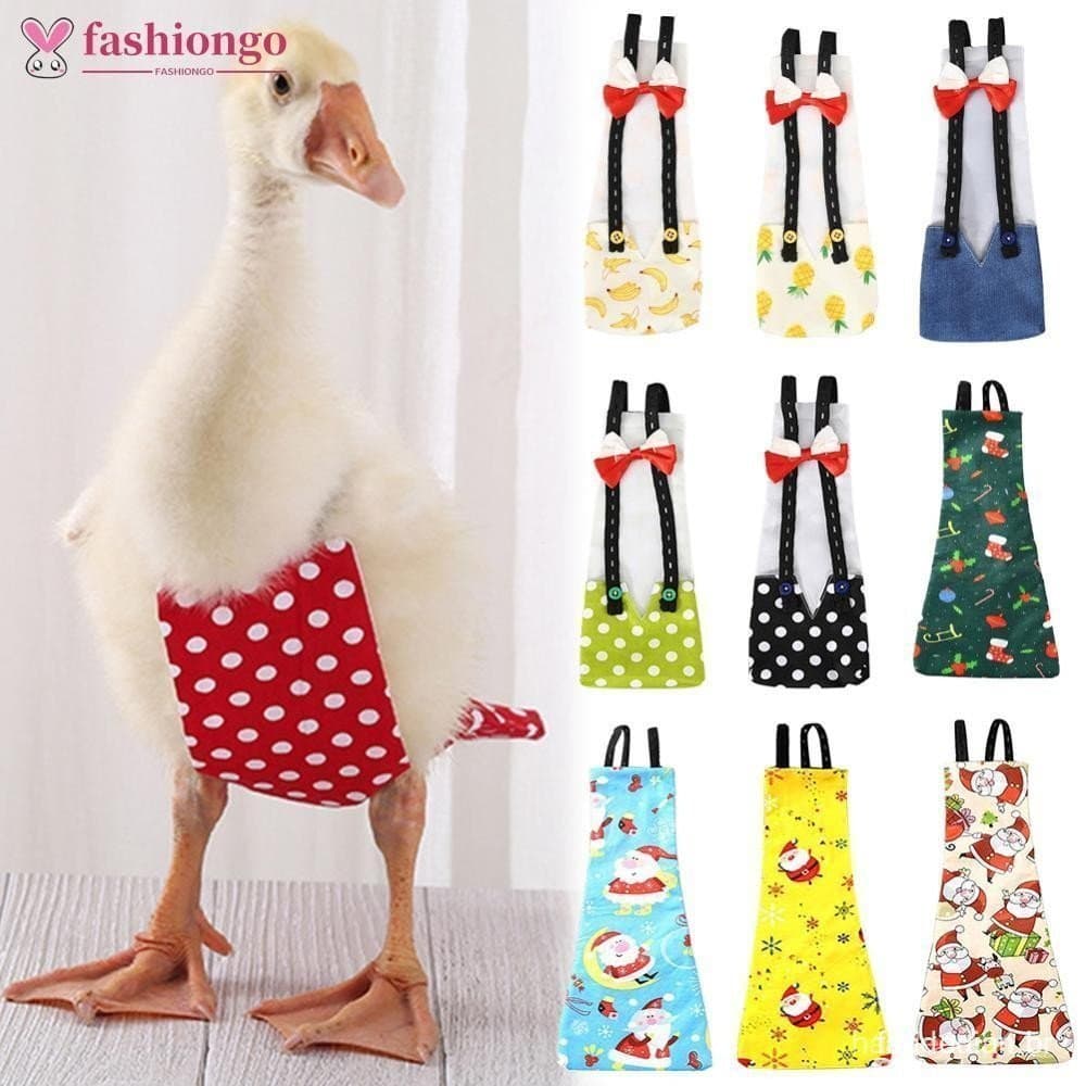 FASHIONGO Pet Pato Fralda Ganso Frango Aves Roupas Reutilizáveis Lavável Traje Com Arco Nó Suprimentos E7Q6