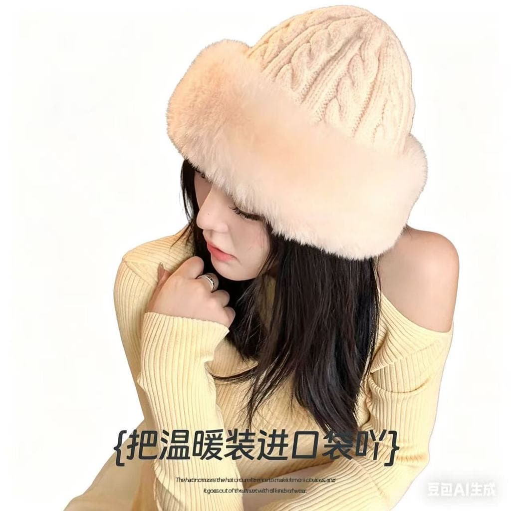 Chapéu Balde De Pele Sintética  , Estilo Coreano Manter Quente De Pescador De Pelúcia , Feminino De Inverno Torc