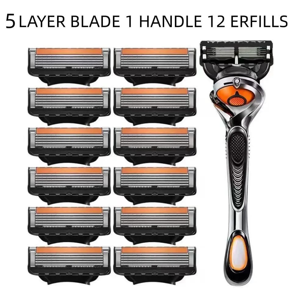 Conjunto de 8/12 lâminas de reposição para barbeador masculino com cabo - Lâminas de aço inoxidável ultra afiadas para u