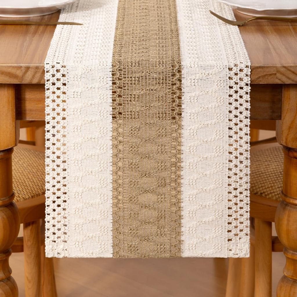 DeZerlor Boho Macrame Corredor De Mesa Tecido De Fazenda Pequeno 36 Polegadas Algodão Linho Decoração De Cozinha Para Ja