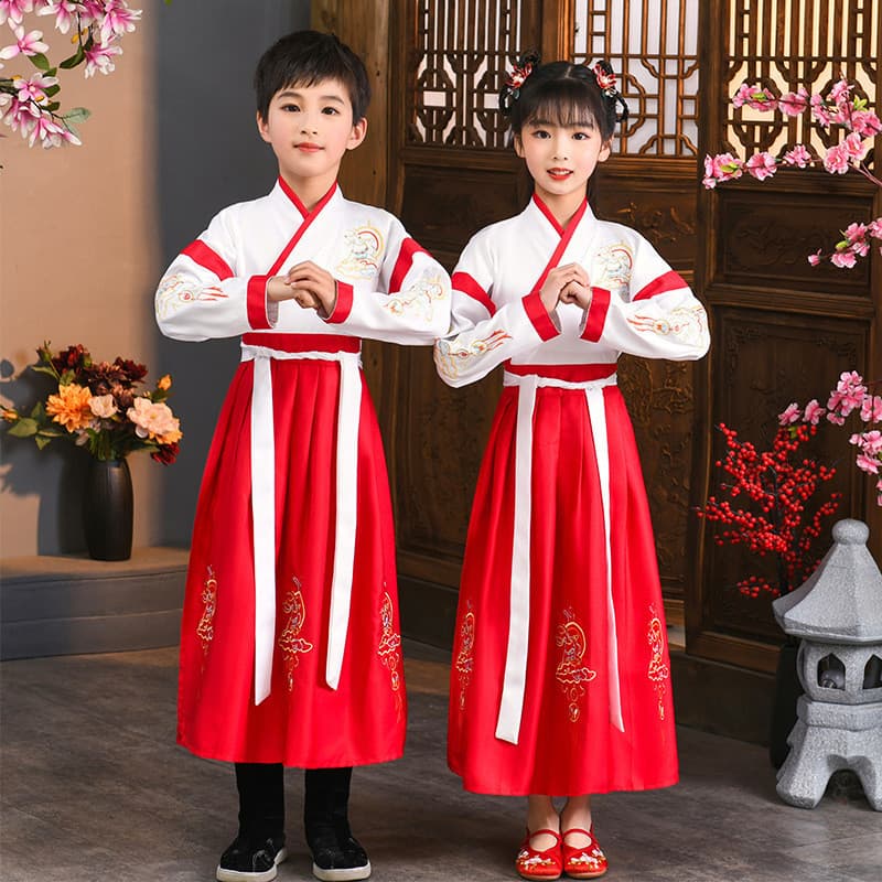 Ciência infantil Hanfu Traje antigo Meninos Meninas Livros Desempenho infantil Regras discípulo clássicas de três caract