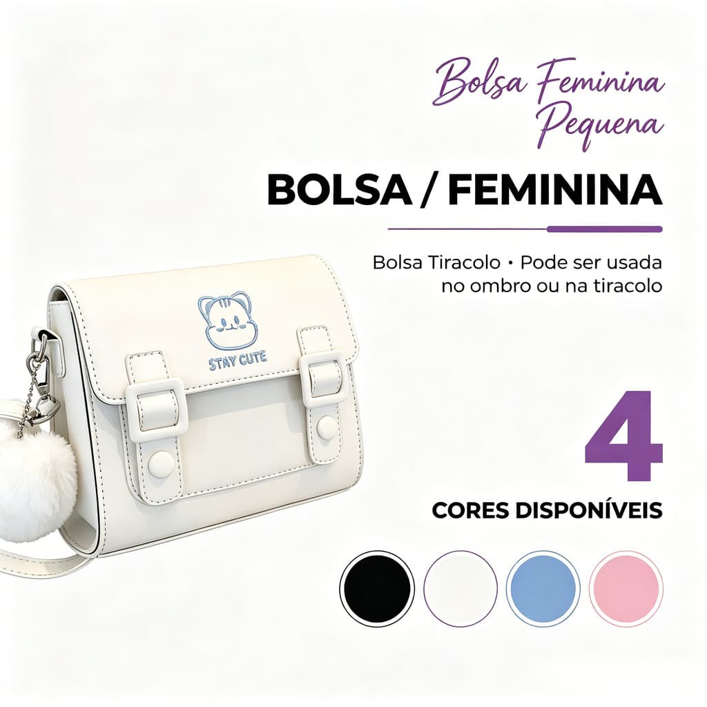 Bolsa feminina pequena, bolsa transversal, pode ser carregada no ombro ou usada como bolsa transversal.
