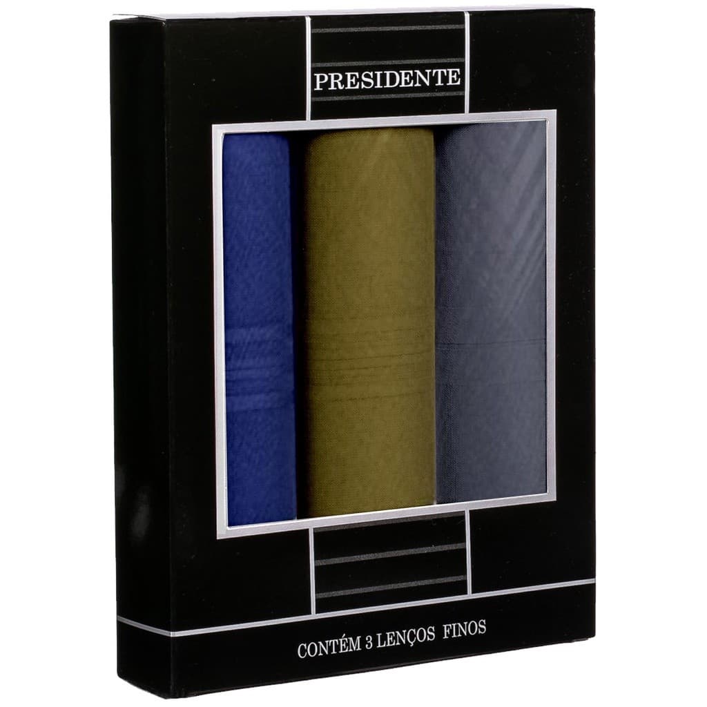 Kit 3 Lenços Bolso Masculinos Presidente 41x41 Presente Pais Original
