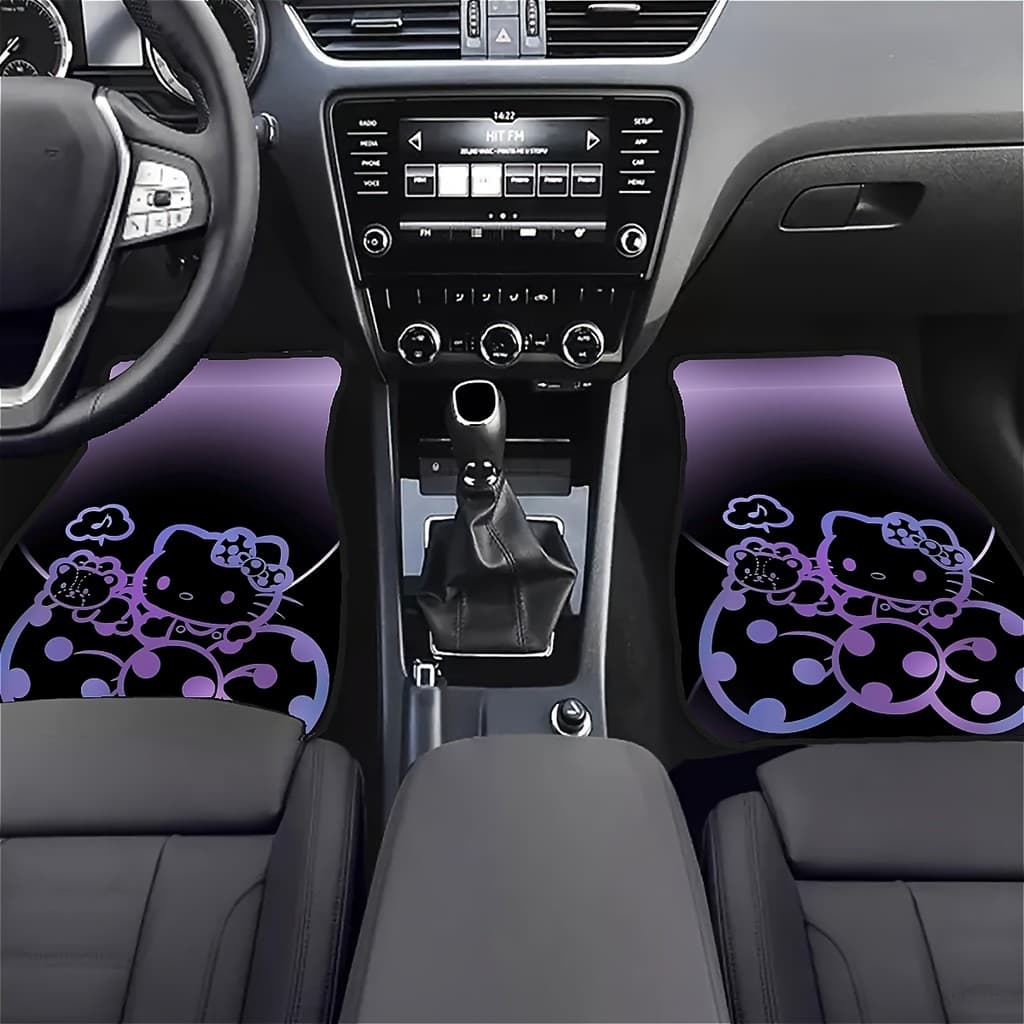 4 peças de tapetes de pés de carro impressos Hello Kitty Sanrio, tapetes de carro de Material durável antiderrapante, ad