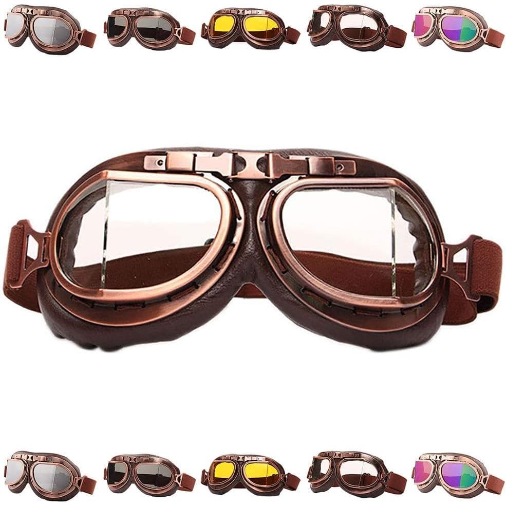 Peicees Óculos de Proteção Vintage para Capacete, Óculos de Motocicleta, Óculos de Ciclismo, Óculos Off-road, Óculos de