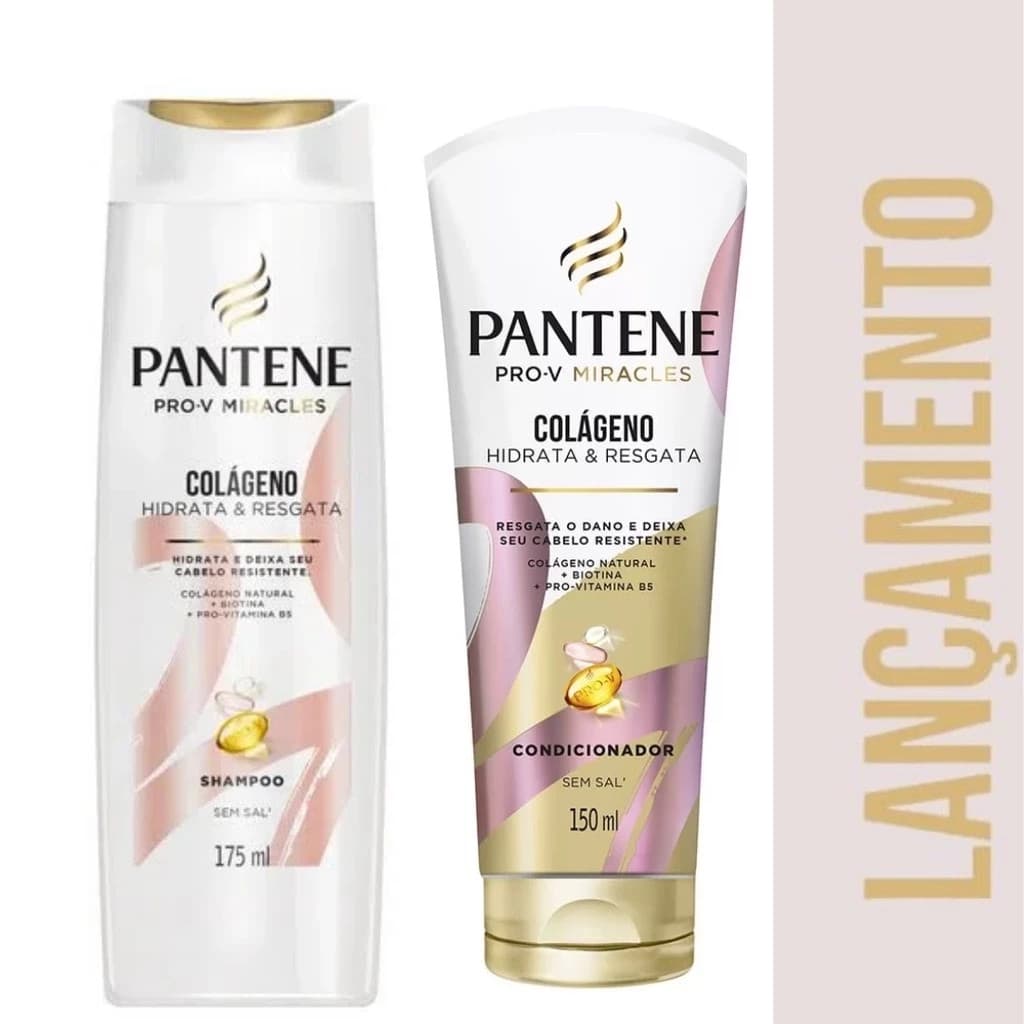 Kit Pantene Colágeno – Shampoo 300ml + Condicionador 150ml | Força e Hidratação Profunda