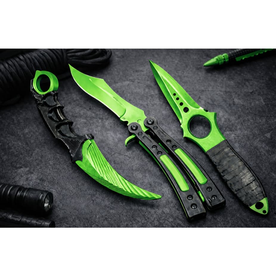 Kit CSGO CS2 Decoração Facas Premium Karambit Skeleton Butterfly Cores Vibrantes