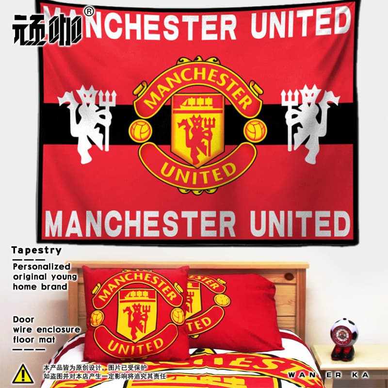 Red Demon Manchester Tapeçaria Pano de Fundo Retro C Luo Futebol Periférico Estúdio Layout Modificado Cortina Pendurada