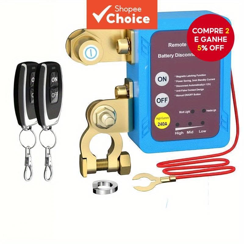 12V 240A Remoto Bateria Interruptor De Desconexão Antirroubo Corta Travas E Segurança Para Carro