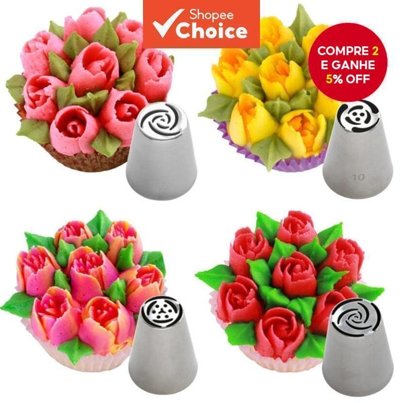 4/7 Bicos de Aço Inoxidável para Saco de Confeiteiro Creme Flores Decoração de Cupcake Bolsa 1 Peça