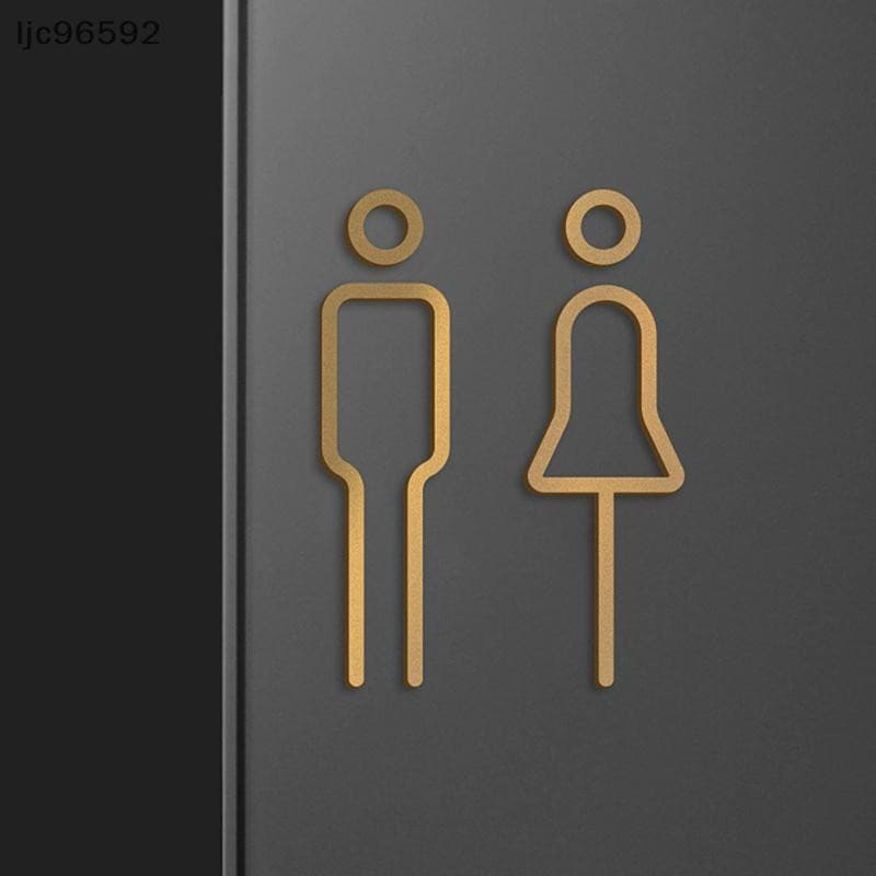[ljc] ck Placa De Sinalização De Banheiro Dourada , Etiqueta De Parede Para Porta De Latão , Suporte De Wc , [BR]