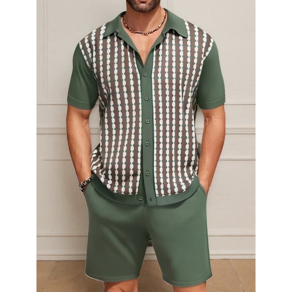 2026 verão comércio exterior masculino legal malha de seda camisa polo de manga curta Shorts casuais Plus Size terno mas