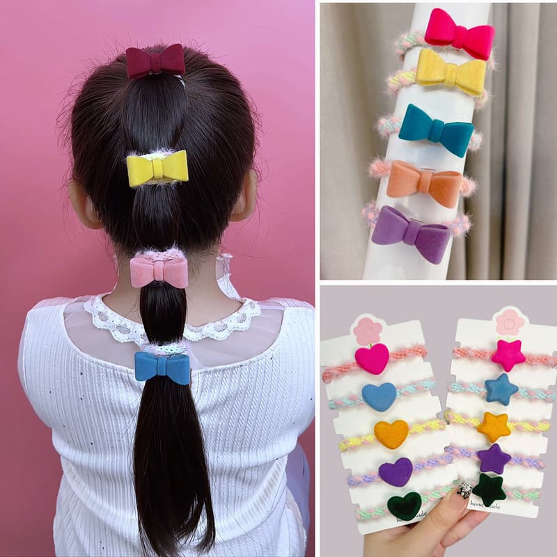 Crianças amarrar faixa de borracha de cabelo bebê estrela amor coração arco corda de cabelo alta elasticidade não machuc