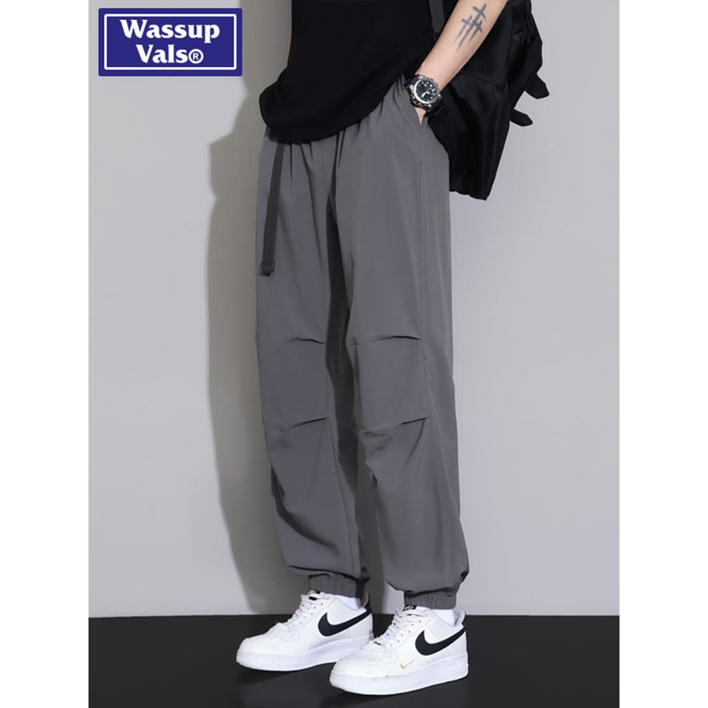 WASSUP VALS Street Wear Seda Gelo Estilo Fino Macacão Ao Ar Livre Homens Verão Estilo Fino Leggings Casuais Calças Perna