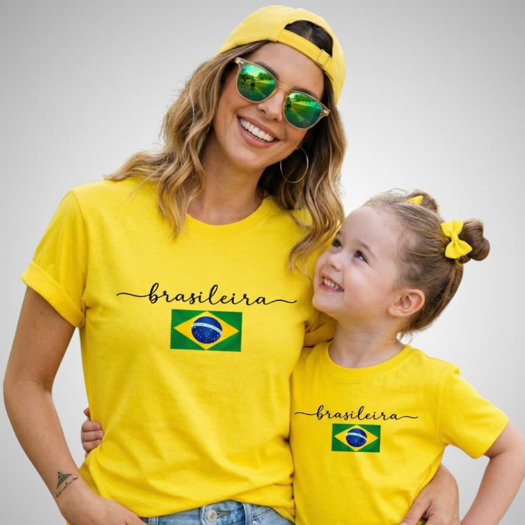 Camiseta Brasileira Brasil Infantil e Adulto T-shirt Tal Mãe Tal Filha Brasil Envio Rapido