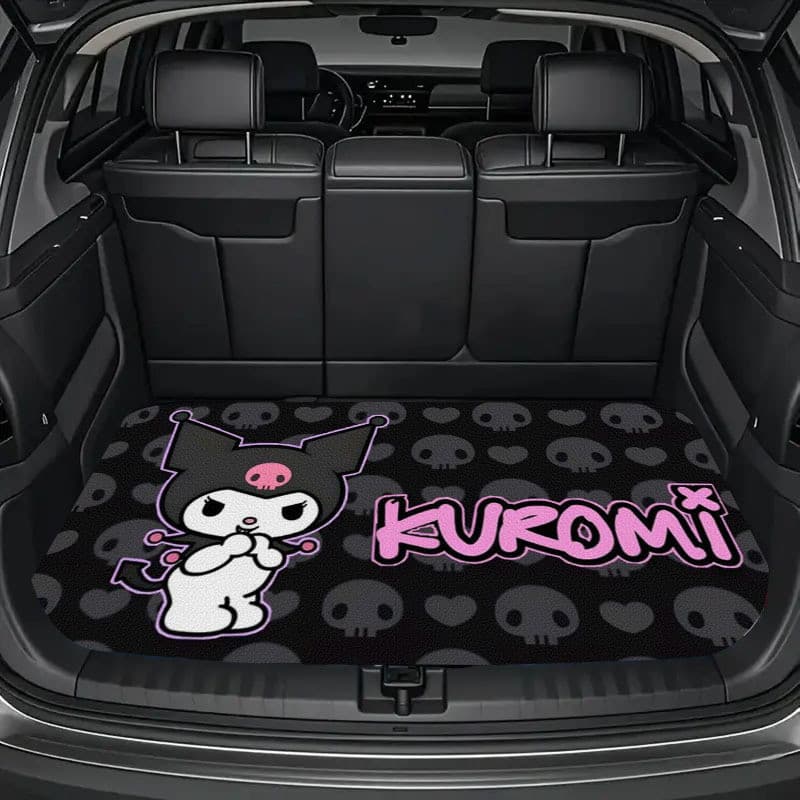 Novo estilo de tapetes Sanrio Character Kuromi Tapetes de porta-malas de carro, tapetes de bagagem Tapetes externos, ade